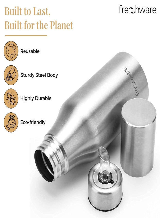 أدوات فرنسية وعاء توزيع الزيت من الفولاذ المقاوم للصدأ من فرنش وير، سعة 1 لتر، مزود بغطاء، مانع للتسرب، خالٍ من مادة BPA، محكم الإغلاق، سهل التنظيف، وعاء للزيت والخل، صديق للبيئة، متين، سهل الإمساك. - Image 5